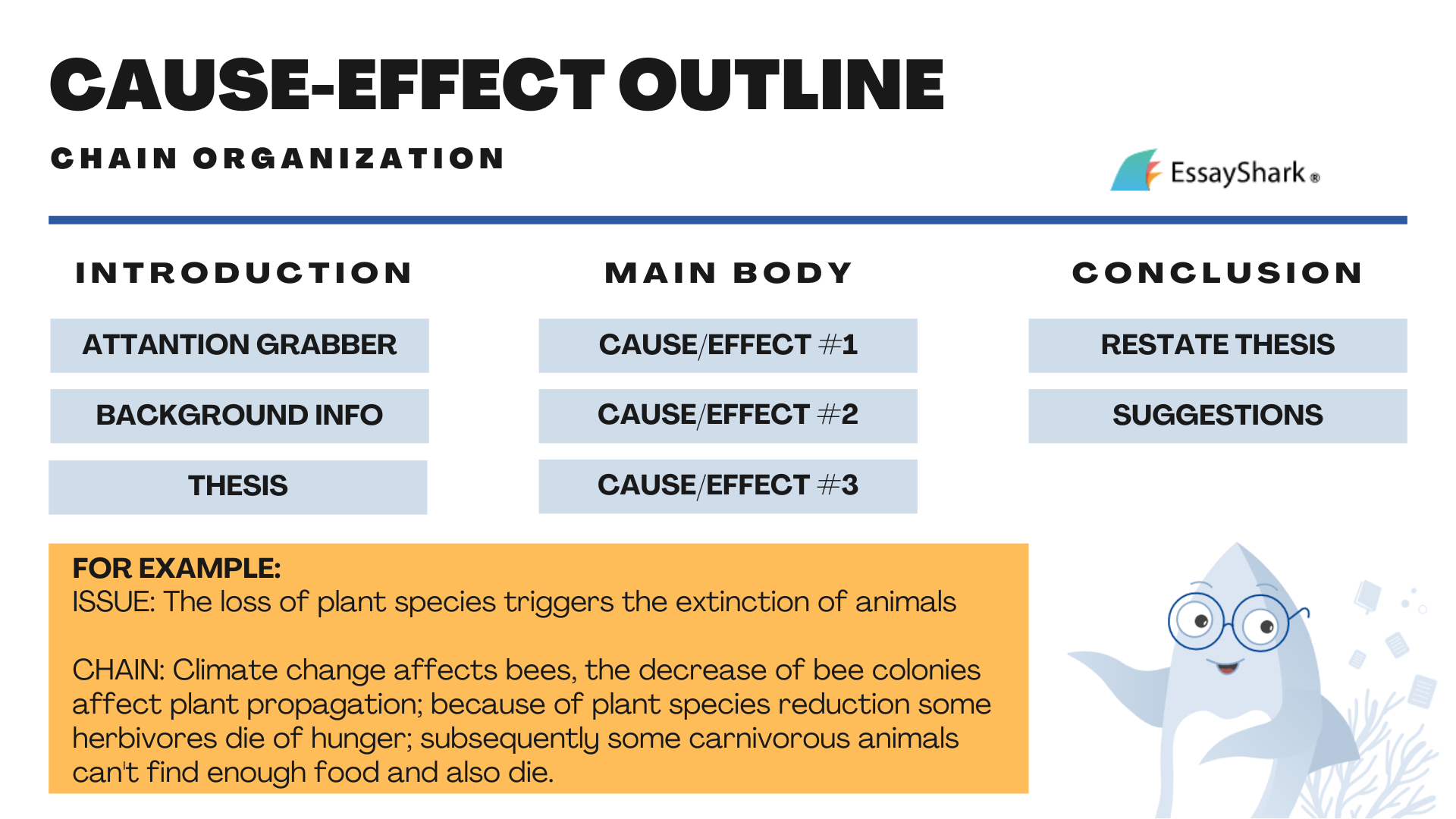 cause and effect essay outline with chain organization