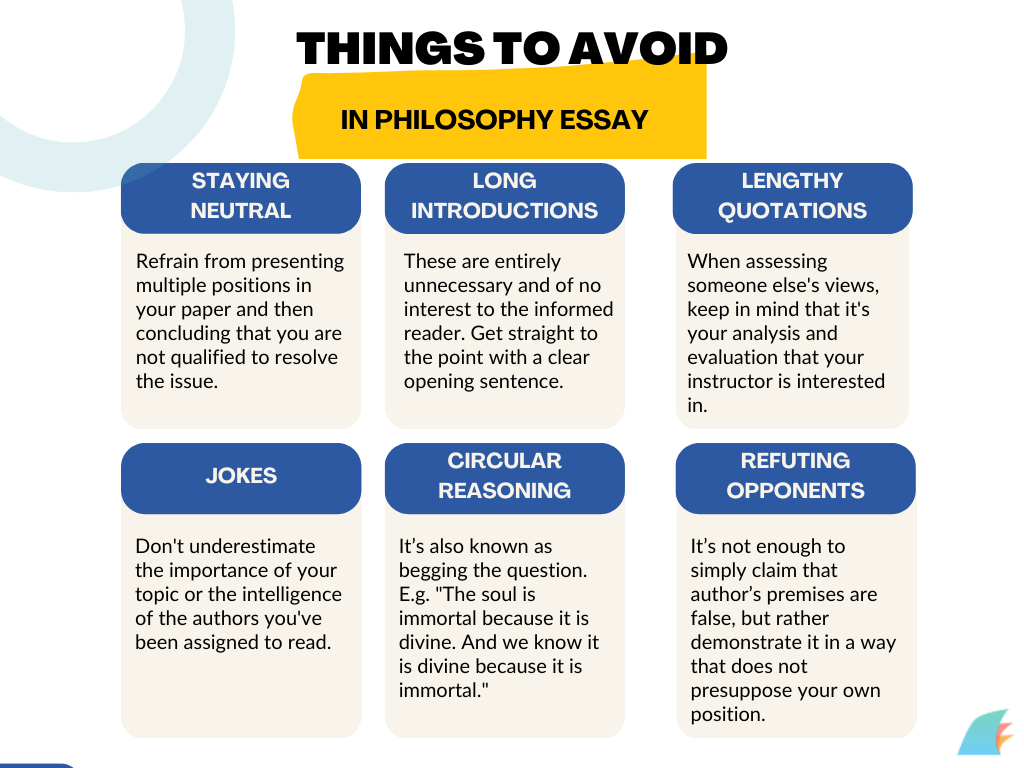 Things to avoid in philosophy essay